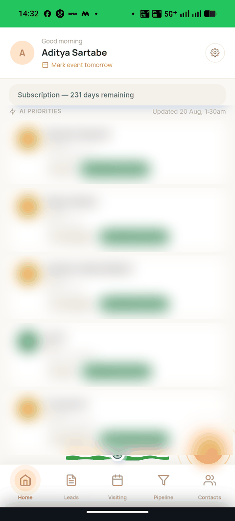 AI-prioritized lead list in the TTP Coach app